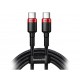 BASEUS KABEL CAFULE PD USB-C - USB-C 2,0 M 5A CZERWONO-CZARNY 100W